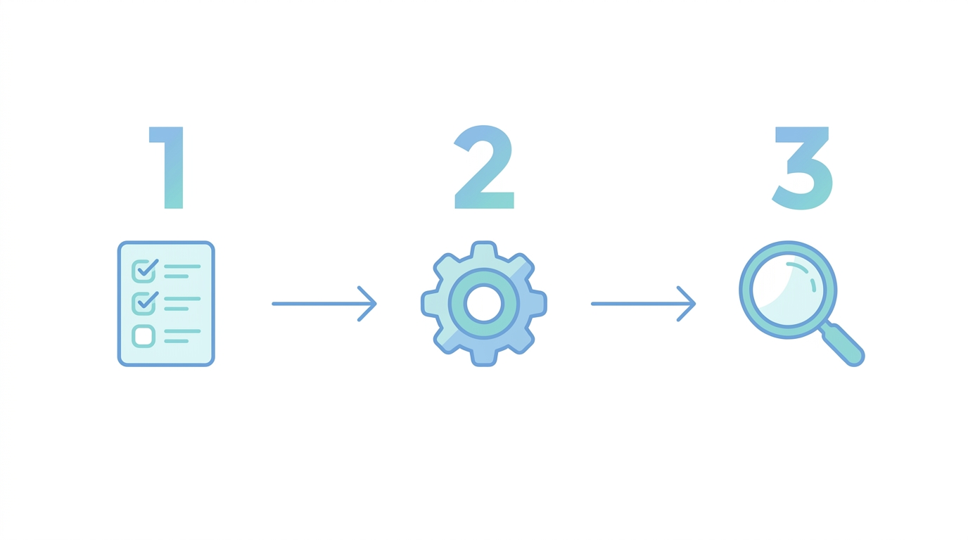 Three-step plan to start AI marketing automation for small business: pick a task, pick a tool, check results.
