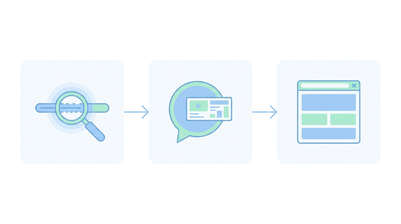 Google Ads for small business campaign flow: keyword, ad, matching landing page.